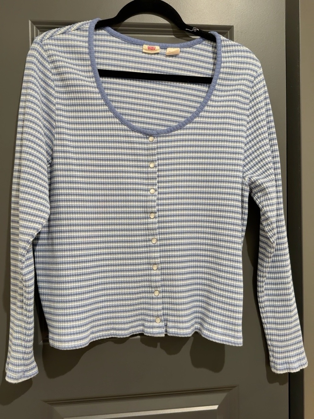 Levi's Light Blue & White Striped Long-Sleeve Button Cardigan
